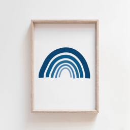 Blue Rainbow Print, Boys Nursery Prints, Wall Art, Bedroom Weather Playroom Art - thumbnail 1