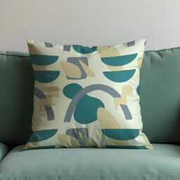 Modern Abstract Cushion Cover, Teal Throw Pillow Case, Geometric Art Print Decor, Mid Century Style Sofa Accent, Scandinavian Interiors - thumbnail 1