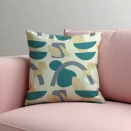 Modern Abstract Cushion Cover, Teal Throw Pillow Case, Geometric Art Print Decor, Mid Century Style Sofa Accent, Scandinavian Interiors - thumbnail 3