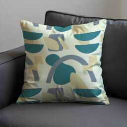 Modern Abstract Cushion Cover, Teal Throw Pillow Case, Geometric Art Print Decor, Mid Century Style Sofa Accent, Scandinavian Interiors - thumbnail 4