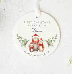 Family Christmas Ornament Personalised - First As A Family Of Three 2026