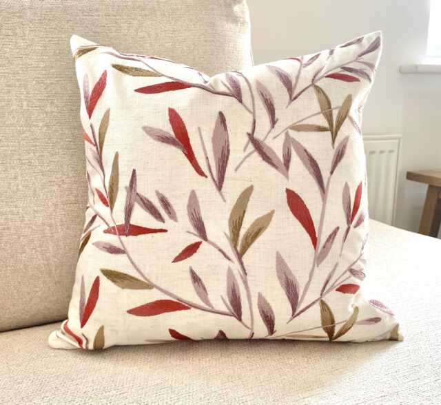 Langley Leaf Rosehip Cushion, Embroidered John Lewis Fabric With A Zip Fastening 16 - image 1