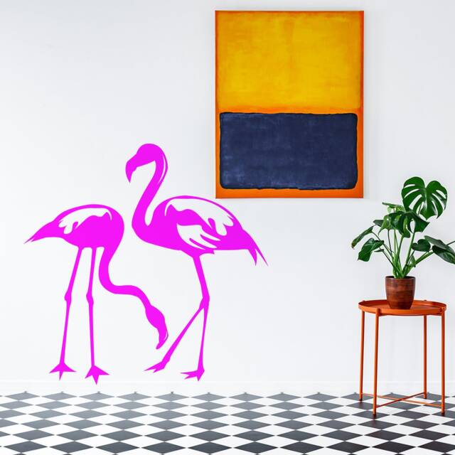 Flamingo Decal Pink Sticker - Tropical Art Cute Wall Decor Vinyl Stickers Animal Funny Bird Home Deco Die Cut Nursery Silhouette Flamingos - image 1