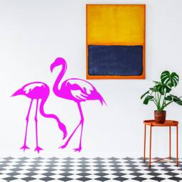 Flamingo Decal Pink Sticker - Tropical Art Cute Wall Decor Vinyl Stickers Animal Funny Bird Home Deco Die Cut Nursery Silhouette Flamingos - thumbnail 1