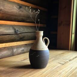 Handmade Vase Sand, Wheel Thrown, Sea Gulls, Stoneware, Ceramic Vase, Bottle Neck Beige, Spottet Clay, High Fire, Art - thumbnail 1