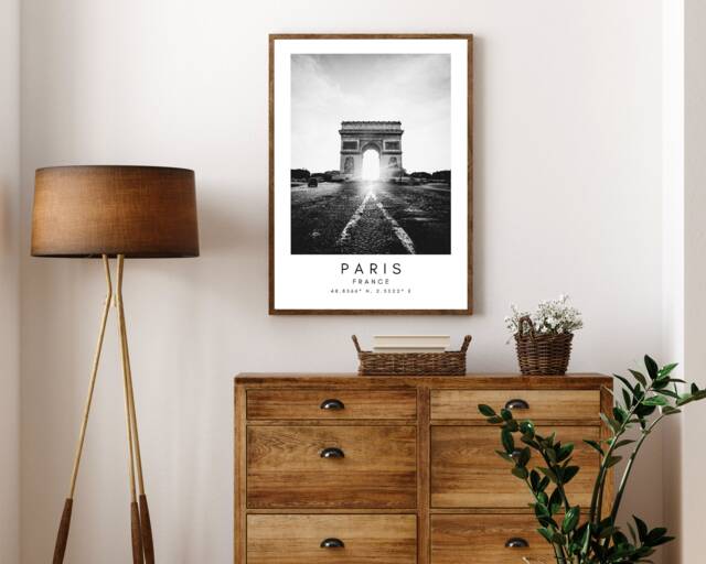 Paris Print Eiffel Tower Black & White Photography, France Wall Art - image 1