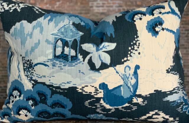 Designer Pillow Cover, Madcap Cottage, Road To Canton, Ocean - image 1