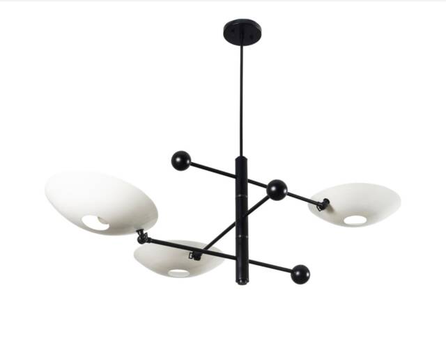 Orbital Brass Pendant Light, Mid Century Sputnik Chandelier, Custom Length - image 1