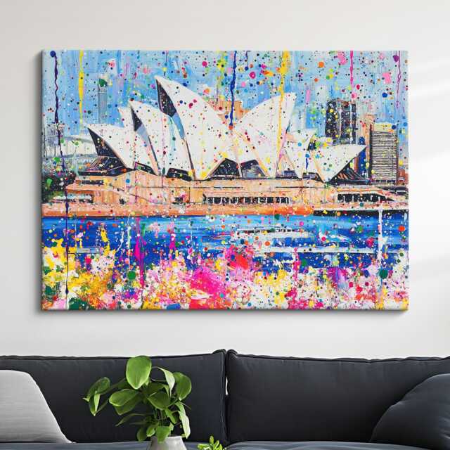 Sydney Opera House Landmark Abstract Oil Painting Framed Print & Canvas Large Sizes Wall Art Poster Travel Home Decor Interior Gifts - image 1