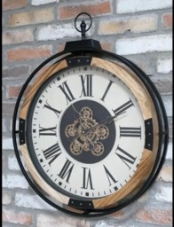 Large Wood & Metal Wall Clock With Real Moving Cogs - 74cm Eye-Catching Industrial Design, Unique Steampunk Timepiece For Home Office Decor - thumbnail 1