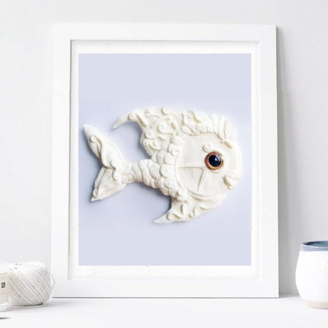 Fish. Nursery Decor. Children's Room Baby Animal. Wall Sculpture. 3D Decor. White Unpainted Fish. Installation For Kids - image 1