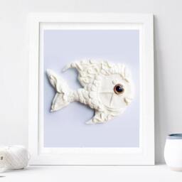 Fish. Nursery Decor. Children's Room Baby Animal. Wall Sculpture. 3D Decor. White Unpainted Fish. Installation For Kids - thumbnail 1