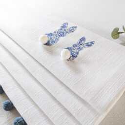 Blue Floral Bunnies Blackout Roman Blind With Pom Trim - thumbnail 2