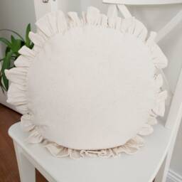 Bohemian Linen Striped Pillow Cover Round Frill Edge Cushion - thumbnail 3