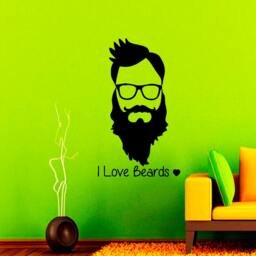 Hipster Wall Decals Barber Shop Decal Vinyl Sticker Home Decor Beauty Hairdressing Salon Face I Love Beards Na261 - thumbnail 1