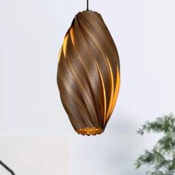 Large Hanging Lamp Made Of Walnut Wood. Handmade Wooden From Cologne Studio - thumbnail 4