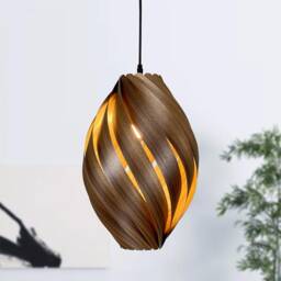 Large Hanging Lamp Made Of Walnut Wood. Handmade Wooden From Cologne Studio