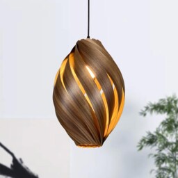 Large Hanging Lamp Made Of Walnut Wood. Handmade Wooden From Cologne Studio - thumbnail 3