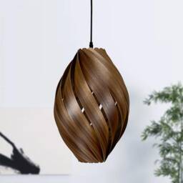 Large Hanging Lamp Made Of Walnut Wood. Handmade Wooden From Cologne Studio - thumbnail 2