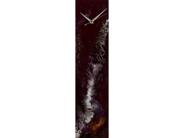 Dark Red Wall Clock Abstract Art, Maroon Home Decor, Contemporary Decor Glass Gift For Nan, Not Resin Clock, Fused - image 1