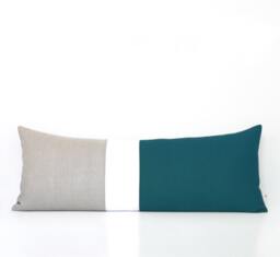 Teal Pillows, Body Pillow, Colorblock Pillow Cover, Bedding, Decorative Pillows - 14x35 By Jillianrenedecor - Extra Long Color Block