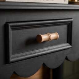 Wooden Console Table - Hand-Painted Dixie Belle Black Sands Scalloped Edge Hallway Turned Leg Dressing Farmhouse Entryway - thumbnail 2