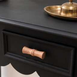 Wooden Console Table - Hand-Painted Dixie Belle Black Sands Scalloped Edge Hallway Turned Leg Dressing Farmhouse Entryway - thumbnail 4