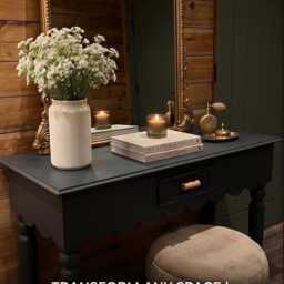 Wooden Console Table - Hand-Painted Dixie Belle Black Sands Scalloped Edge Hallway Turned Leg Dressing Farmhouse Entryway - thumbnail 3