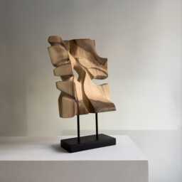 Abstract Wood Sculpture - Hand Carved Organic Art Contemporary Interior Decor Flowing Harmony - thumbnail 2