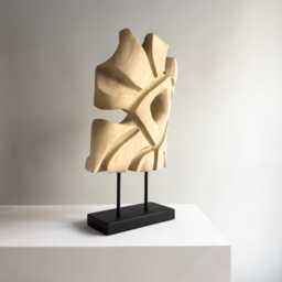 Abstract Wood Sculpture - Hand Carved Organic Art Contemporary Interior Decor Flowing Harmony - thumbnail 4