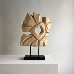 Abstract Wood Sculpture - Hand Carved Organic Art Contemporary Interior Decor Flowing Harmony - thumbnail 3