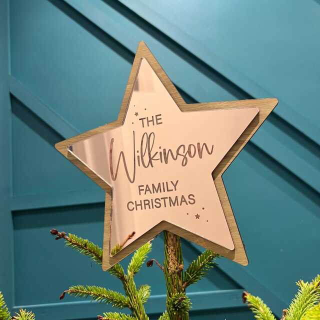 Christmas Tree Topper - Star Personalised Silver Rose Gold - image 1