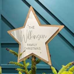 Christmas Tree Topper - Star Personalised Silver Rose Gold - thumbnail 3