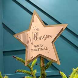 Christmas Tree Topper - Star Personalised Silver Rose Gold - thumbnail 1