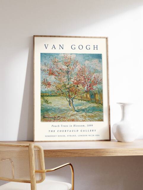 Van Gogh Exhibition Poster, Peach Trees in Blossom, Art Print, Floral Wall Art, Garden Gift, A1/A2/A3/A4 - image 1
