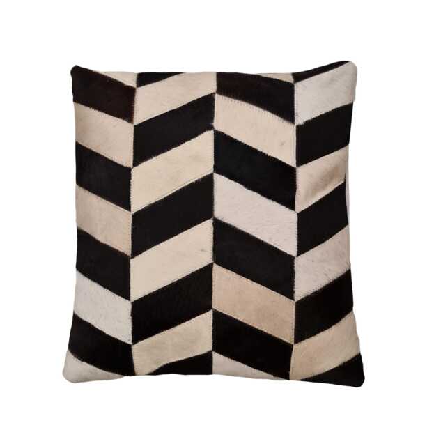 Black & White Cowhide Pillow Cover, Genuine Leather Cushion - image 1