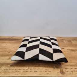 Black & White Cowhide Pillow Cover, Genuine Leather Cushion - thumbnail 2