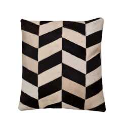 Black & White Cowhide Pillow Cover, Genuine Leather Cushion - thumbnail 1