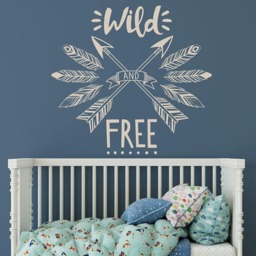 Wild & Free Wall Decal - Tribal Nursery Decal, & Quote, Modern Boho Cute Decor, Inspirational Quote - thumbnail 2