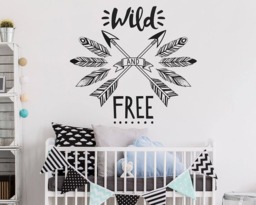 Wild & Free Wall Decal - Tribal Nursery Decal, & Quote, Modern Boho Cute Decor, Inspirational Quote - thumbnail 1