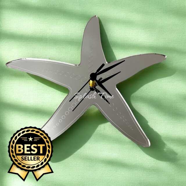 Etched Starfish Shaped Clocks - Custom Colours & Woods, Sizes & Personalised Engraving Option - image 1