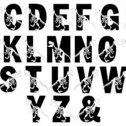 Dinosaur Skeleton Name Letters, Bedroom Decor, Wall Art, Personalised Sign, Dino Room Decor Monochrome Wooden Initial - thumbnail 3