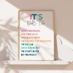 Girls Motivational Wall Art, Affirmation Print, Bedroom Decor, Art Educational Playroom, Colourful, Rainbow - thumbnail 1