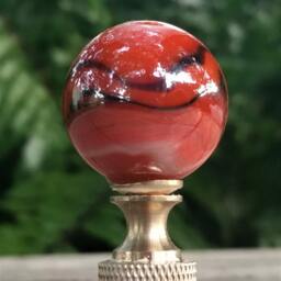 Orange Black Lamp Finial, Iridescent Glass - thumbnail 2