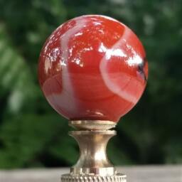 Orange Black Lamp Finial, Iridescent Glass - thumbnail 3