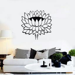 Wall Vinyl Decal Flower Lotus Padma Symbol Ornament Yoga Studio Floral Modern Abstract Home Art Decor - #1238Da - thumbnail 2