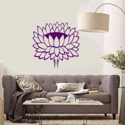 Wall Vinyl Decal Flower Lotus Padma Symbol Ornament Yoga Studio Floral Modern Abstract Home Art Decor - #1238Da - thumbnail 3