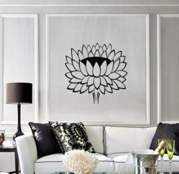 Wall Vinyl Decal Flower Lotus Padma Symbol Ornament Yoga Studio Floral Modern Abstract Home Art Decor - #1238Da - thumbnail 1