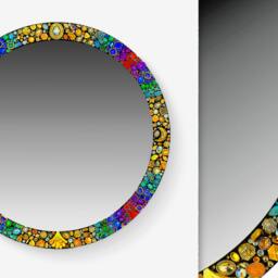 Rainbow Mosaic Mirror O A K Functional Wall Art Semi Precious Stones & Swarovski Crystals Custom Made Special Order Item - thumbnail 2