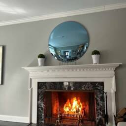 Handcrafted Blue Convex Wall Mirror Space Age Decor - thumbnail 2